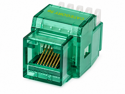 RJ45 Keystone Jack + Coax Wall Plate Bundle - Cat5e 180° Green Ethernet + F-Type | RJ-EC-10