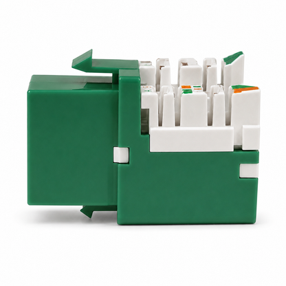 RJ45 Keystone Jack + Coax Wall Plate Bundle - Cat6 Green Ethernet + F-Type | RJ-EC-26