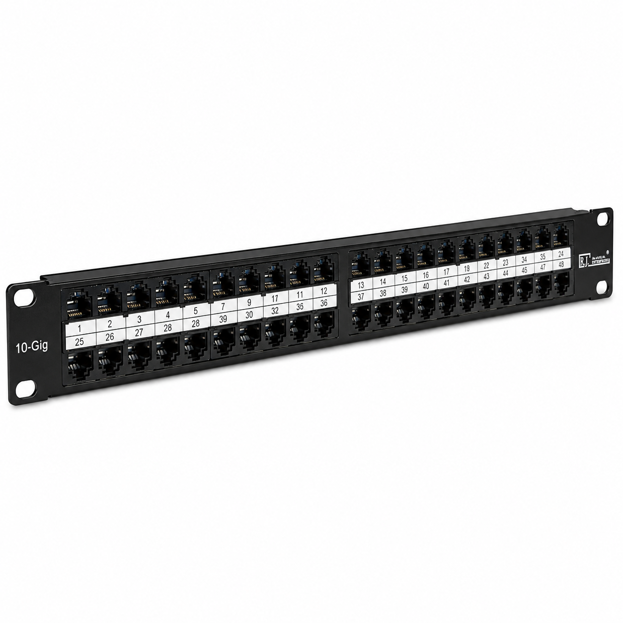 R.J. Enterprises® - HDPP-48-C6A - High Density Patch Panel, 48 Port, 1U, Cat6A - R.J. Enterprises