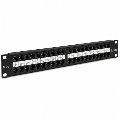 R.J. Enterprises® - HDPP-48-C6A - High Density Patch Panel, 48 Port, 1U, Cat6A - R.J. Enterprises