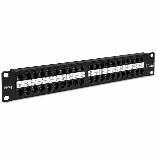 R.J. Enterprises® - HDPP-48-C6A - High Density Patch Panel, 48 Port, 1U, Cat6A