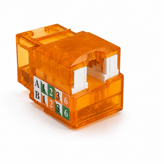 R.J. Enterprises - Cat5e Keystone Jack, 90-degree, Orange (25 Pcs) - R.J. Enterprises