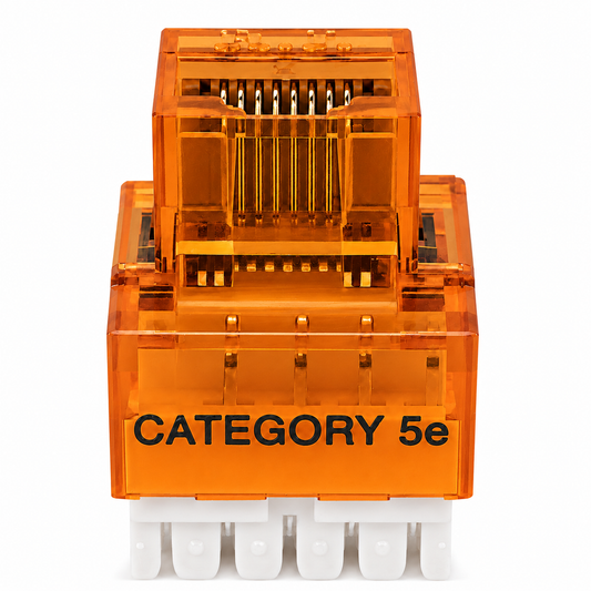 R.J. Enterprises - Cat5e Keystone Jack, 180-degree, Orange (25 Pcs)