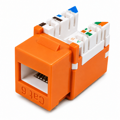 Cat6 Orange Keystone Jack + Coax Wall Plate Bundle