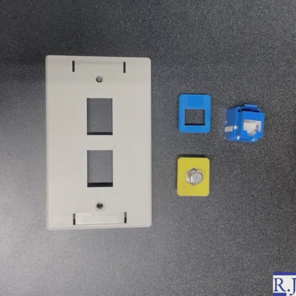 RJ45 Keystone Jack + Coax Wall Plate Bundle - Cat6 Blue Ethernet + F-Type | RJ-EC-04