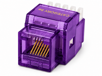 RJ45 Keystone Jack + Coax Wall Plate Bundle - Cat5e 180° Violet Ethernet + F-Type | RJ-EC-13