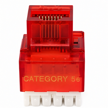 R.J. Enterprises - Cat5e Keystone Jack, 180-degree, Red (25 Pcs)