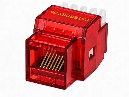 RJ45 Keystone Jack + Coax Wall Plate Bundle - Cat5e 180° Red Ethernet + F-Type | RJ-EC-12