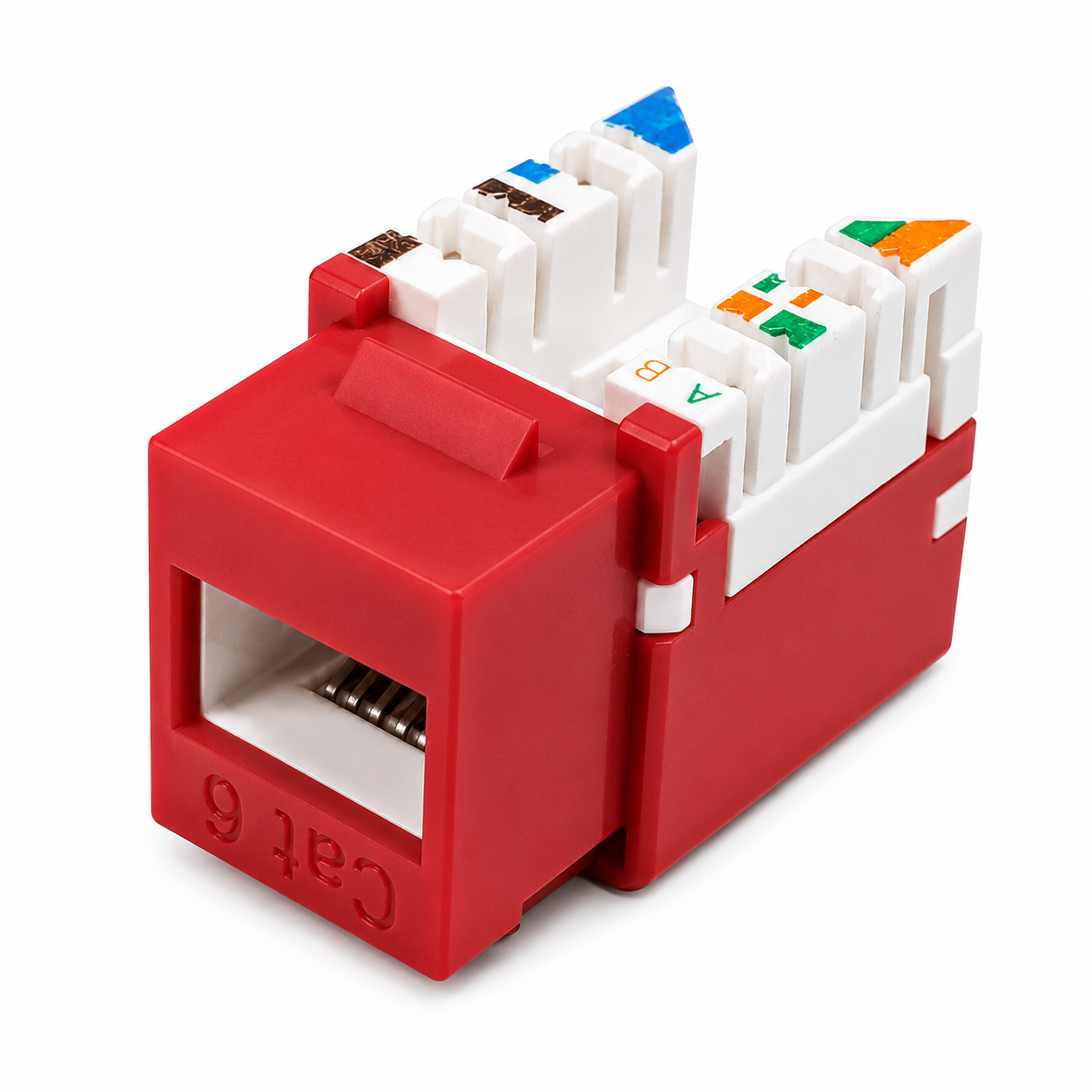 Cat6 Red Keystone Jack + Coax Wall Plate Bundle