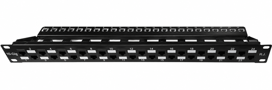 R.J. Enterprises - SDPP-24-C6 - No Punch Down, Cat6 24 Port Patch Panel (Special Design) 568A/B (Tool-Less, Feed Through, 24 Port) 1U-Data Center- Telecom Room