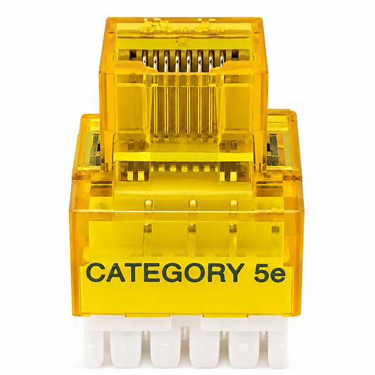 R.J. Enterprises - Cat5e Keystone Jack, 180-degree, Yellow (25 Pcs)