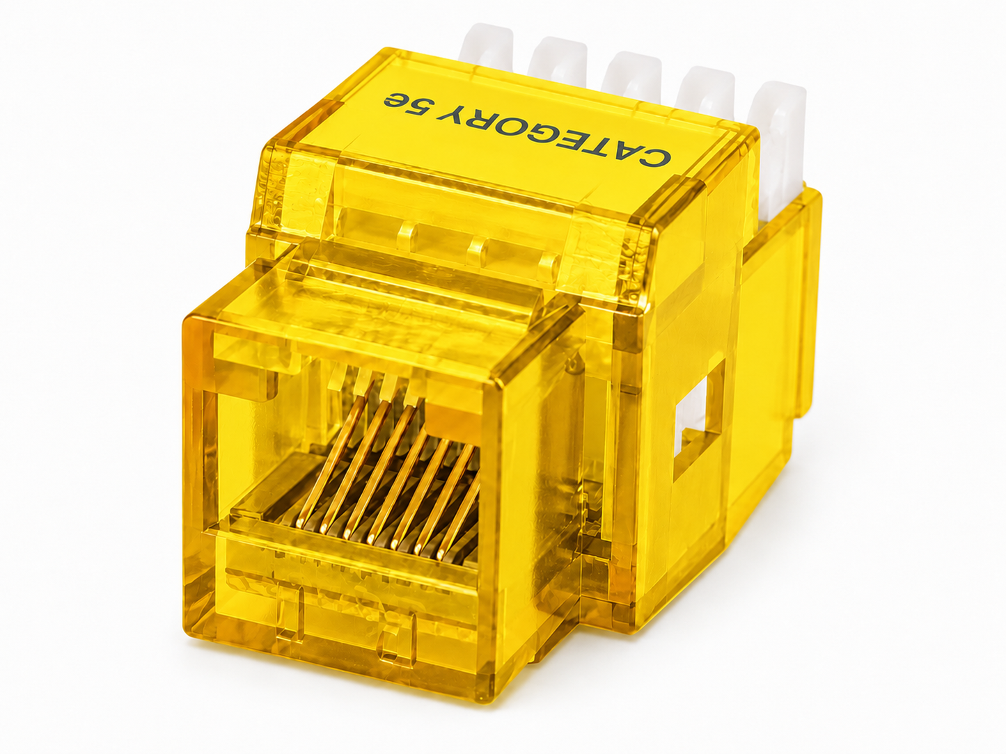 RJ45 Keystone Jack + Coax Wall Plate Bundle - Cat5e 180° Yellow Ethernet + F-Type | RJ-EC-14