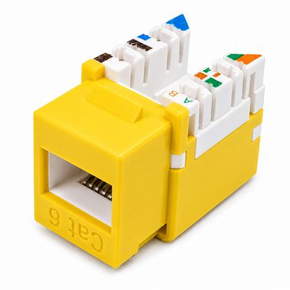 Cat6 Yellow Keystone Jack + Coax Wall Plate Bundle