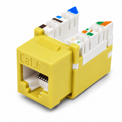 RJ45 Keystone Jack + Coax Wall Plate Bundle - Cat6 Yellow Ethernet + F-Type | RJ-EC-31