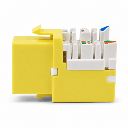 RJ45 Keystone Jack + Coax Wall Plate Bundle - Cat6 Yellow Ethernet + F-Type | RJ-EC-31