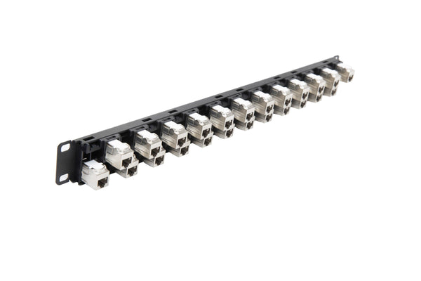 R.J. Enterprises - 3DPP-C6A-24-3D - Staggered, Shielded, Cat6A, 24 Port, Tool-less, Patch Panel - R.J. Enterprises