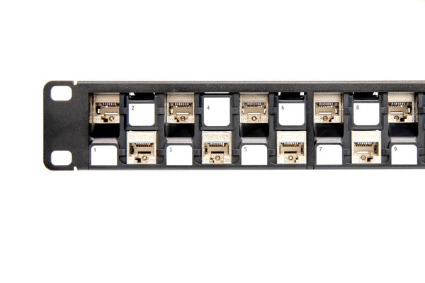 R.J. Enterprises - 3DPP-C6A-24-3D - Staggered, Shielded, Cat6A, 24 Port, Tool-less, Patch Panel - R.J. Enterprises
