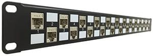R.J. Enterprises SDPP-24-C6A-SJ Cat6A Patch Panel (Special Design) 568A/B (Tool-Less, 24 Port) - with Individual Fully Shielded Keystone Cat6A Jacks-Data Center- Telecom Room - R.J. Enterprises