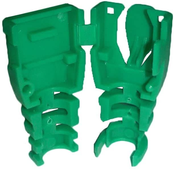 R.J. Enterprises RJ45 Green Strain Relief Boot; 2-pc Snap-on Design (100 PC's per bag) - R.J. Enterprises