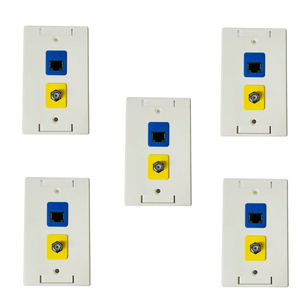 RJ-EC-03 Ethernet coax Wall Plate, Cat6A Shielded Coupler (5 per order) - R.J. Enterprises