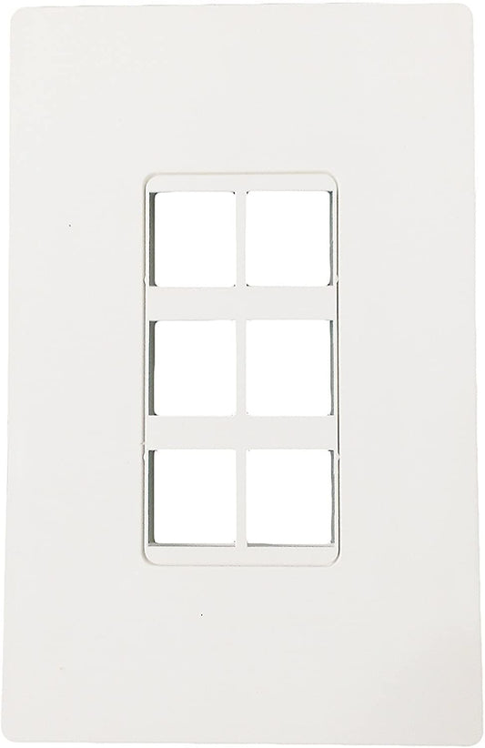 R.J. Enterprises - Screwless Snap-on Wall Plate 6 Port for Ethernet Keystone Jacks RJ-2013-S6 - R.J. Enterprises