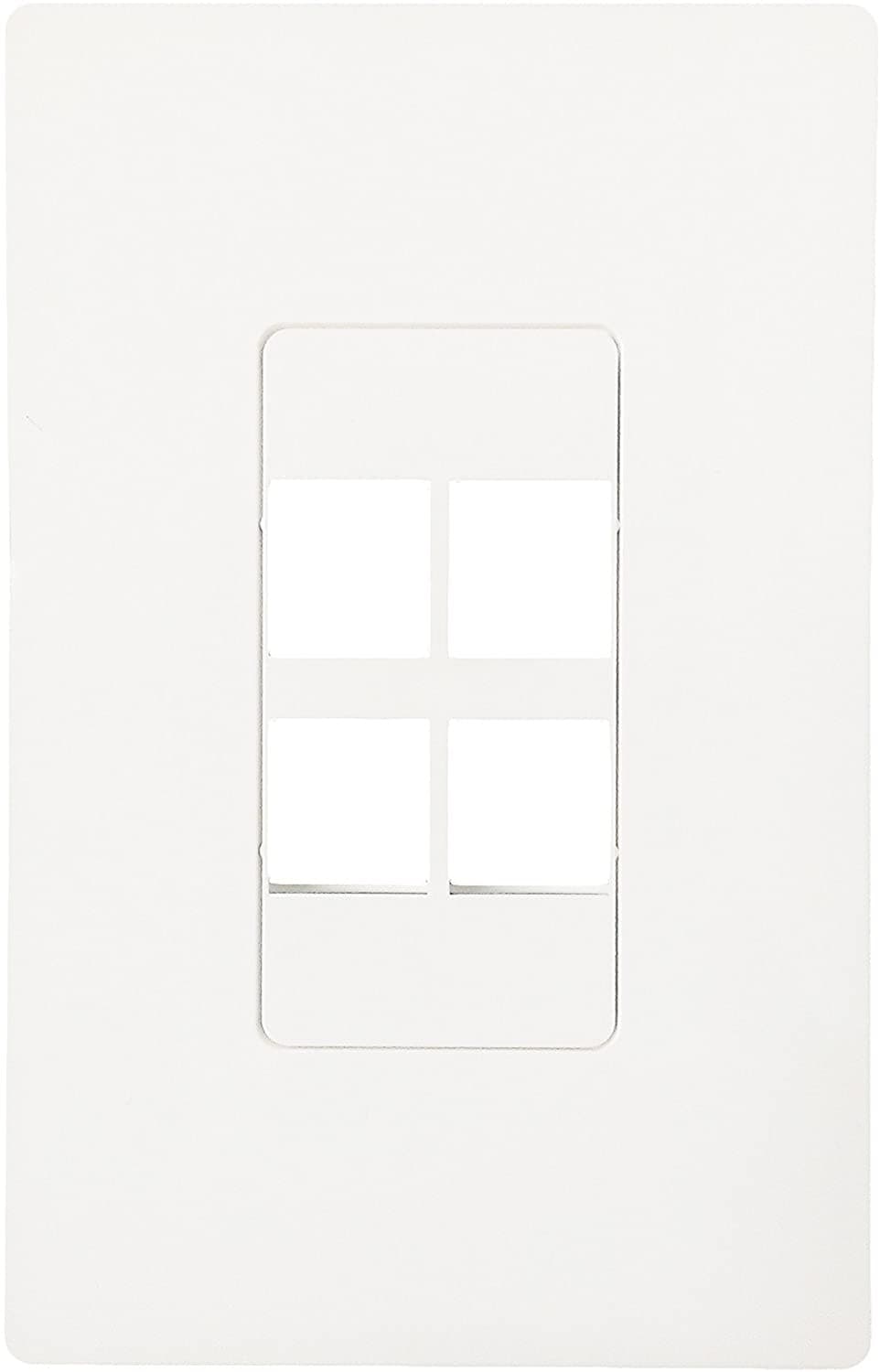 R.J. Enterprises - Screwless Snap-on Wall Plate 4 Port for Ethernet Keystone Jacks RJ-2013-S4 - R.J. Enterprises