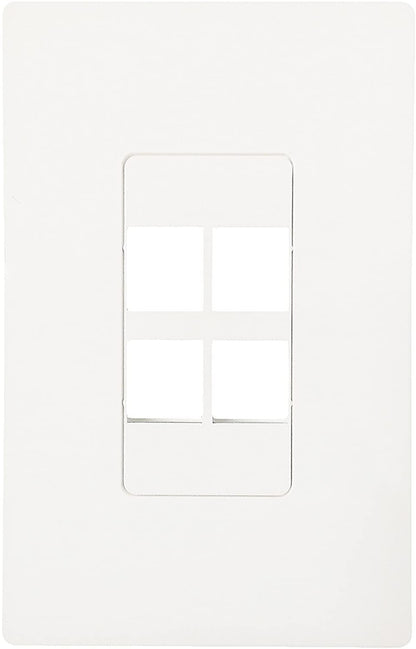 R.J. Enterprises - Screwless Snap-on Wall Plate 4 Port for Ethernet Keystone Jacks RJ-2013-S4 - R.J. Enterprises