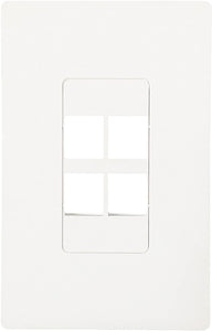 R.J. Enterprises - Screwless Snap-on Wall Plate 4 Port for Ethernet Keystone Jacks RJ-2013-S4 - R.J. Enterprises