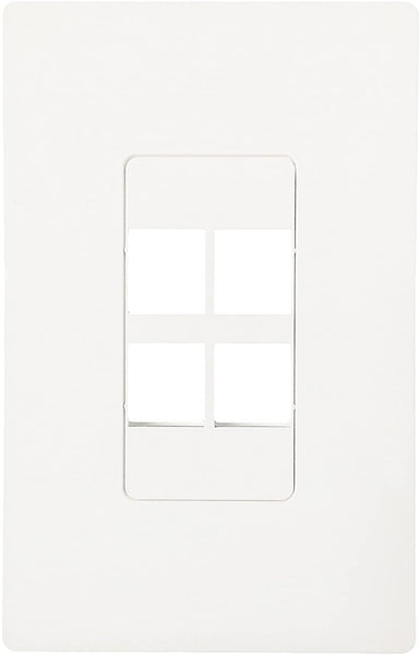 R.J. Enterprises - Screwless Snap-on Wall Plate 4 Port for Ethernet Keystone Jacks RJ-2013-S4 - R.J. Enterprises