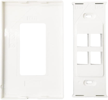 R.J. Enterprises - Screwless Snap-on Wall Plate 4 Port for Ethernet Keystone Jacks RJ-2013-S4 - R.J. Enterprises