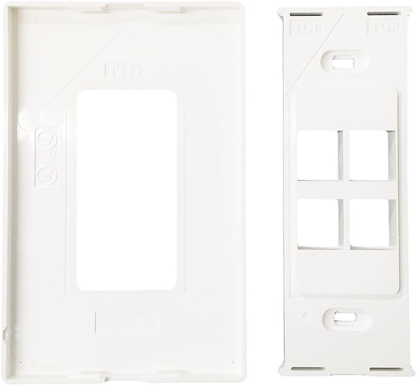 R.J. Enterprises - Screwless Snap-on Wall Plate 4 Port for Ethernet Keystone Jacks RJ-2013-S4 - R.J. Enterprises