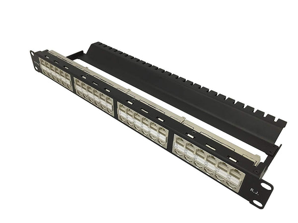 R.J. Enterprises - HDPP-48S-C6A - Shielded High Density Patch Panel, Cat6A 10Gb, Tool-Less, 48 Port - R.J. Enterprises