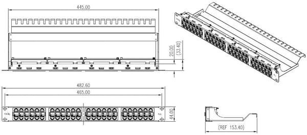 R.J. Enterprises - HDPP-48-C6A - High Density Patch Panel, 10 Gb, Tool-Less, 48 Port - R.J. Enterprises