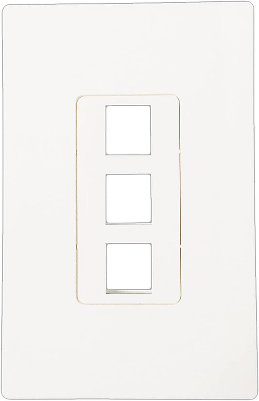 R.J. Enterprises - Screwless Snap-on Wall Plate 3 Port for Ethernet Keystone Jacks RJ-2013-S3 - R.J. Enterprises