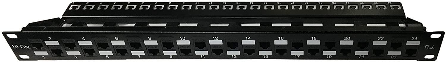 R.J. Enterprises - SDPP-24-C6 - No Punch Down, Cat6 24 Port Patch Panel (Special Design) 568A/B (Tool-Less, Feed-Through, 24 Port) 1U -Data Center & Telecom Room