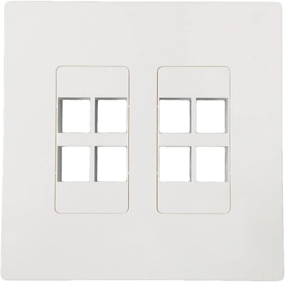 R.J. Enterprises - Screwless Snap-on Wallplate 2-Gang 8 Port RJ-2013B-S8 - R.J. Enterprises