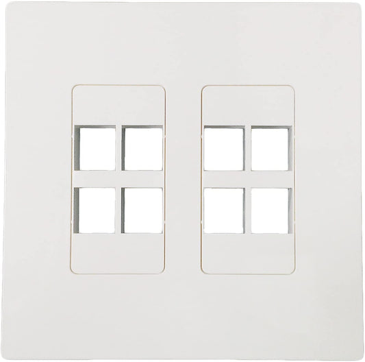 R.J. Enterprises - Screwless Snap-on Wallplate 2-Gang 8 Port RJ-2013B-S8 - R.J. Enterprises