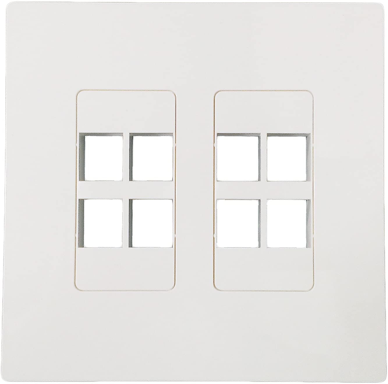R.J. Enterprises - Screwless Snap-on Wallplate 2-Gang 8 Port RJ-2013B-S8 - R.J. Enterprises