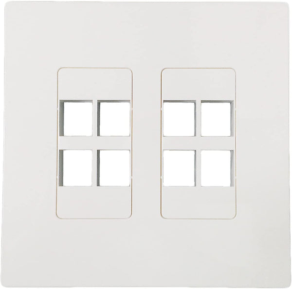 R.J. Enterprises - Screwless Snap-on Wallplate 2-Gang 8 Port RJ-2013B-S8 - R.J. Enterprises