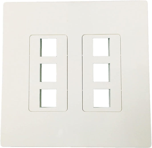 R.J. Enterprises - Screwless Snap-on Wallplate 2-Gang 6 Port RJ-2013B-S6 - R.J. Enterprises
