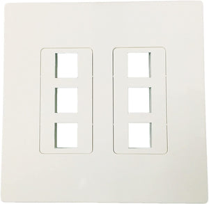 R.J. Enterprises - Screwless Snap-on Wallplate 2-Gang 6 Port RJ-2013B-S6 - R.J. Enterprises