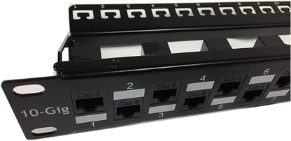 R.J. Enterprises - SDPP-24-C6 - No Punch Down, Cat6 24 Port Patch Panel (Special Design) 568A/B (Tool-Less, Feed-Through, 24 Port) 1U -Data Center & Telecom Room
