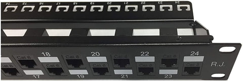 R.J. Enterprises - SDPP-24-C6 - No Punch Down, Cat6 24 Port Patch Panel (Special Design) 568A/B (Tool-Less, Feed Through, 24 Port) 1U-Data Center- Telecom Room - R.J. Enterprises