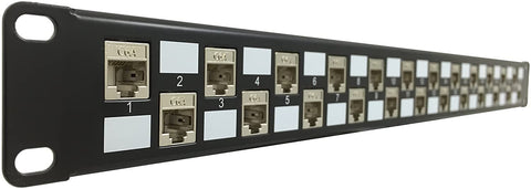 R.J. Enterprises - SDPP-24-C6A-SJ - Patch Panel, 568A/B, Tool-Less, Shielded Keystones, 24 Port - R.J. Enterprises