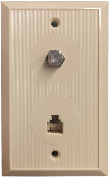 Wall Plate For TV & Phone (Coaxial-F81 and RJ11 connector) (10 piece/pack) - R.J. Enterprises