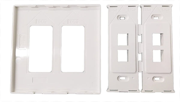 R.J. Enterprises - Screwless Snap-on Wallplate 2-Gang 4 Port RJ-2013B-S4 - R.J. Enterprises