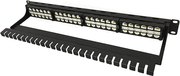 R.J. Enterprises - HDPP-48-C6A - High Density Patch Panel, 10 Gb, Tool-Less, 48 Port - R.J. Enterprises