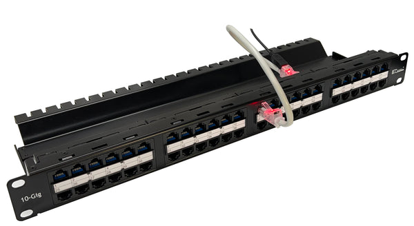 R.J. Enterprises - HDPP-48-C6A - High Density Patch Panel, 10 Gb, Tool-Less, 48 Port - R.J. Enterprises