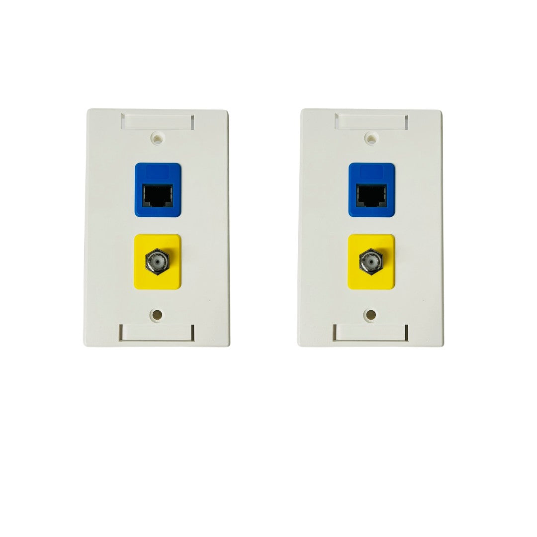 RJ-EC-03 Ethernet coax Wall Plate, Cat6A Shielded Coupler - R.J. Enterprises