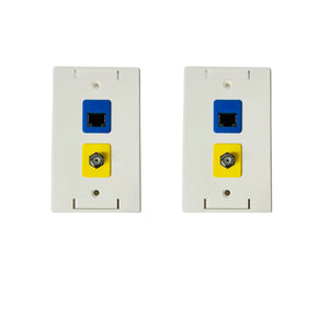 RJ-EC-04 Ethernet coax Wall Plate, Cat6 Blue Keystone Jack - R.J. Enterprises